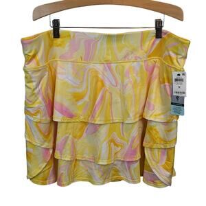 NWT ideology Swim Skort, pink/yellow/white, sz 1x